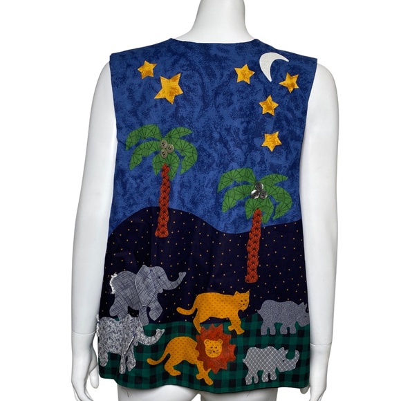 Vintage 1997 Noahs Ark Patchwork Vest Handmade Crafters Label One Size Fits All - Picture 5 of 9